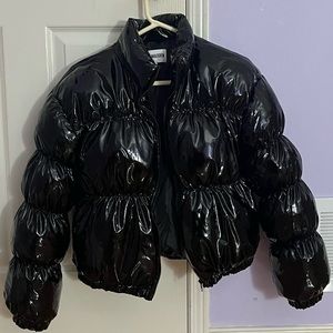 steve madden black shiny puffer jacket